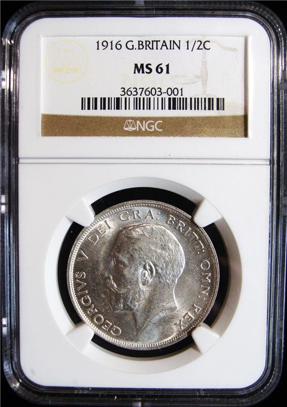 Great Britain: George V Halfcrown 1916, S4011, MS61 (1 of 4)