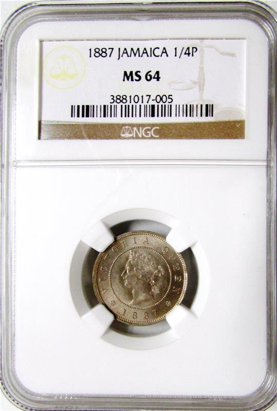 Jamaica: Victoria Farthing 1887, KM15, MS64 NGC. (1 of 2)