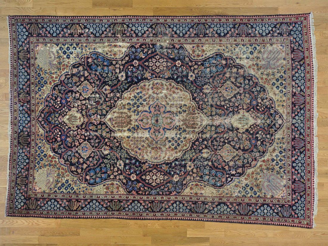 Antique Persian Tabriz Worn Down Hand Knotted Rug (1 of 5)