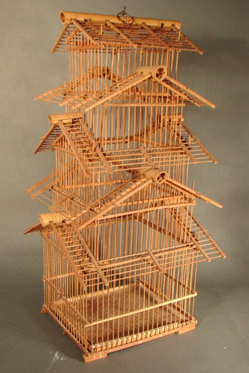 123 Vintage Bamboo & Wood Tall Bird Cage. 29"h x 16" x Oct 27, 2006