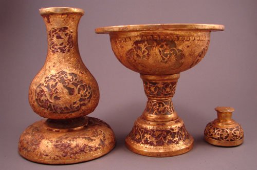 Jade and gold plated silver incense holder / urn - 2