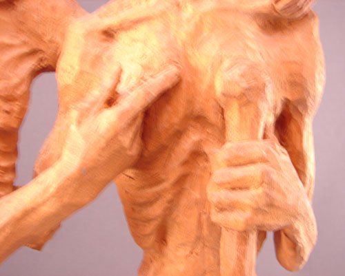 Emil Janel Signed Carved Sculpture of two figures - 3