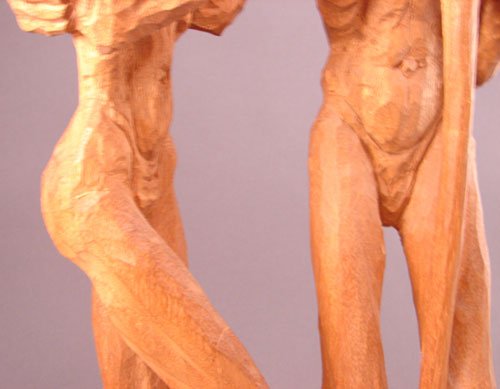 Emil Janel Signed Carved Sculpture of two figures - 4