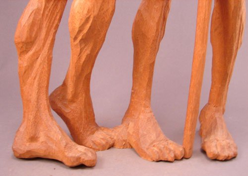 Emil Janel Signed Carved Sculpture of two figures - 5