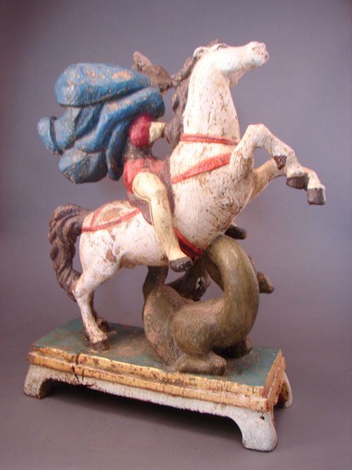 Austrian Sculpture. Hunter on horse with dragon b - 6