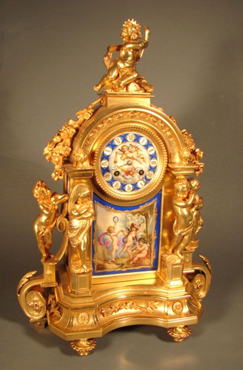 Antique French Figural Bronze Mantle Clock