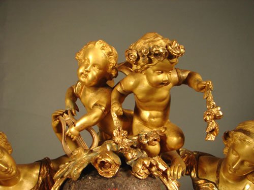 Antique French Figural Gilt Bronze Mantle Clock. - 2