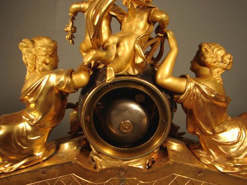 Antique French Figural Gilt Bronze Mantle Clock. - 6
