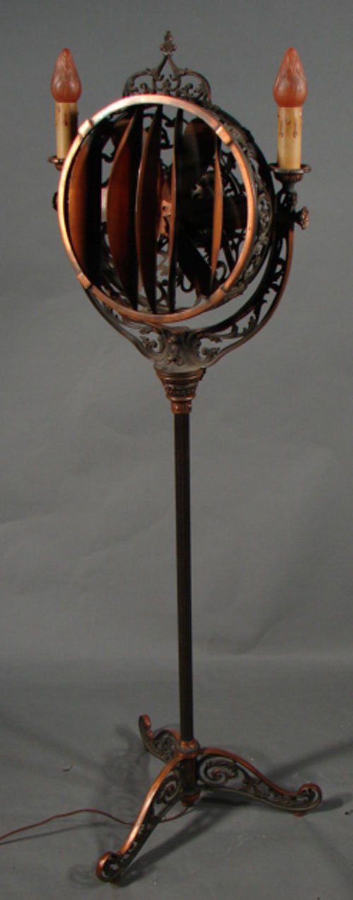 Luminaire Cast Iron Funeral Fan with lights on bot
