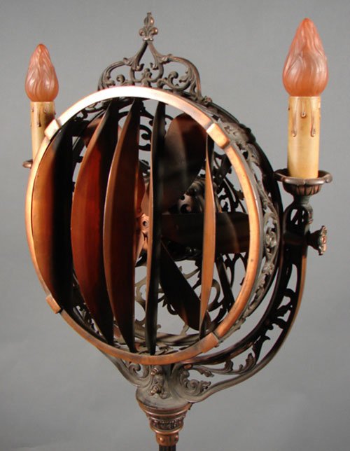 Luminaire Cast Iron Funeral Fan with lights on bot - 2