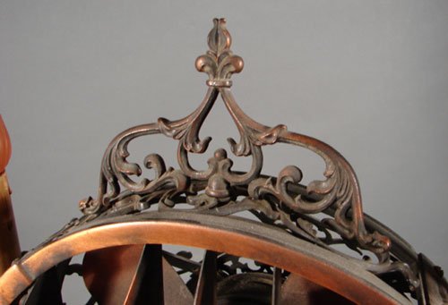 Luminaire Cast Iron Funeral Fan with lights on bot - 3