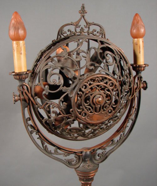 Luminaire Cast Iron Funeral Fan with lights on bot - 4