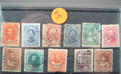 Hawaiian stamps, canceled, Scott's #31,32,34,39,42,