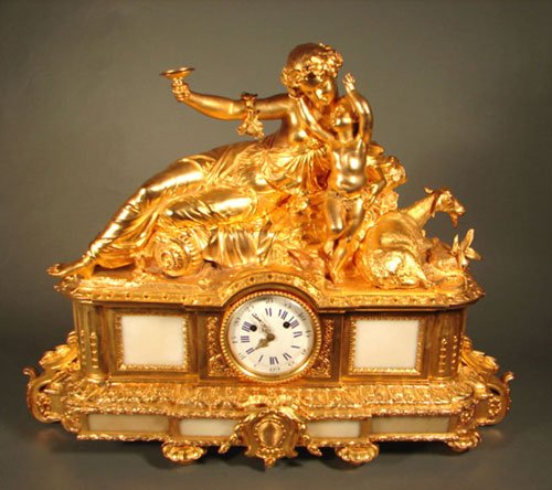 Antique French Figural Large & Important Gilt Bro