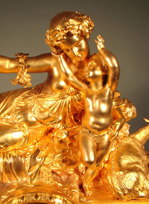 Antique French Figural Large & Important Gilt Bro - 2