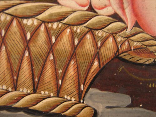 American Folk Art Painting on wood panel. Antique - 4