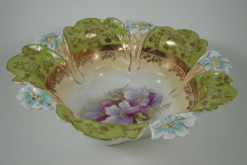 Antique RS Prussia type Porcelain Bowl with blown