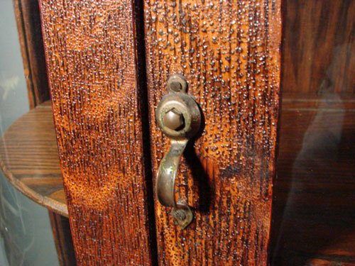 Victorian Carved Oak Curved Glass China Cabinet i - 3