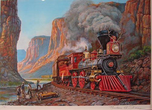 Theodore Xaras Original Pencil Signed Railroad Pr