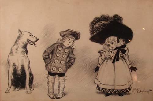 R.F. Outcault Original Signed Pen & Ink on Paper.
