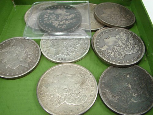 10 US Silver dollars (8 Morgan + 1890 CC Morgan G/