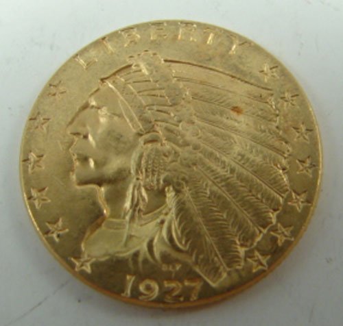 1927 $2 1/2 Indian Head gold AU