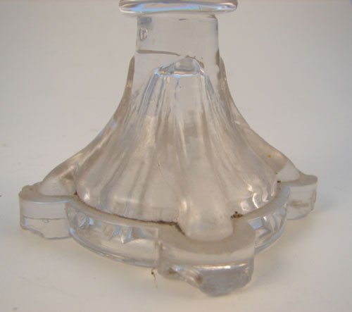 Antique Flint Glass Oil Lamp. Flakes at base. 7" - 2