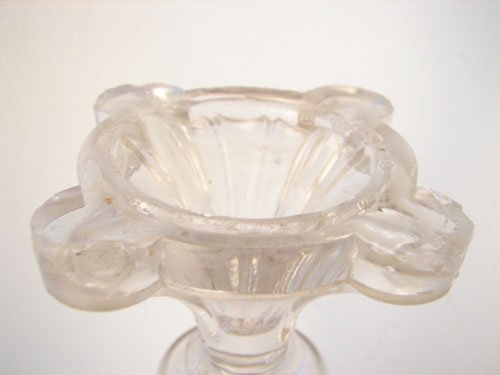 Antique Flint Glass Oil Lamp. Flakes at base. 7" - 4