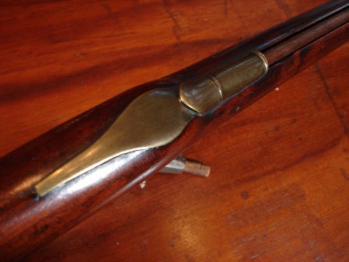 18th c. Flintlock Musket with cherry stock powder - 5