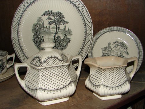 Wm Adams & Sons Black Transfer Ironstone China, M - 4