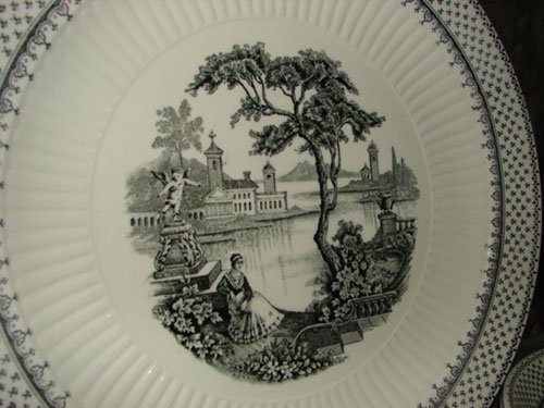 Wm Adams & Sons Black Transfer Ironstone China, M - 6