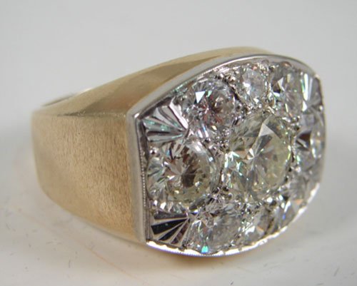 Men's Diamond & Yellow Gold Ring. Ring is mounted