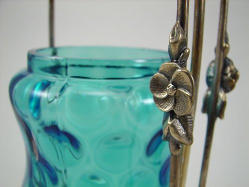 012T: Victorian Silver Plate & Sapphire Blue Glass Pick - 3