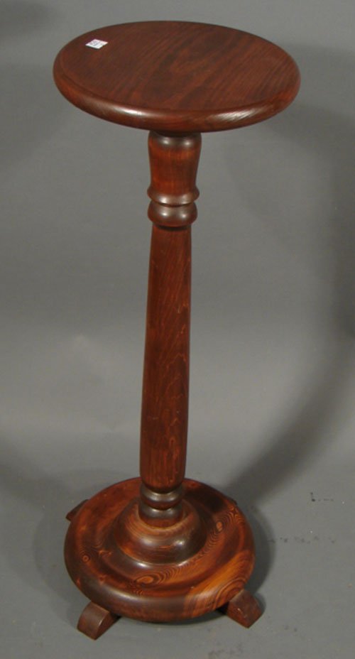 136 Vintage Wooden Pedestal Plant Stand. 30 3/4" tall