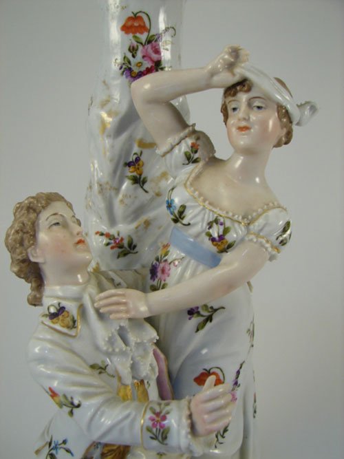 German Fine Porcelain Figural Candle Holder. 14"h x - 2