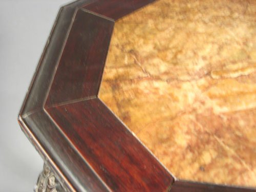 Antique Oriental Carved Teakwood Stand with marble - 3