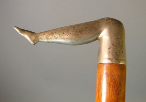 Antique Cane / Walking Stick with nickel silver La