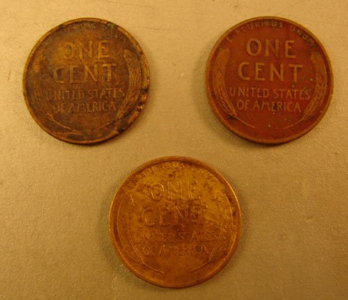 3 Lincoln Cents: 1909S fine cleaned, 1914D damage - 2