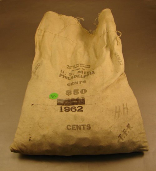 Mint sewed bag of Lincoln Cents 1962