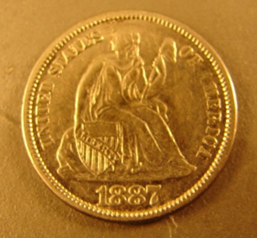 1887 Seated Dime XF