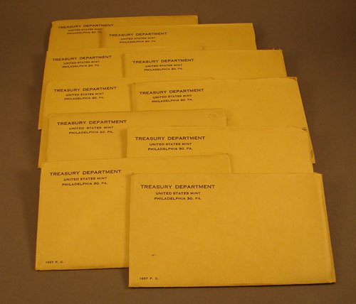 Ten 1957 Proof sets in original packaging