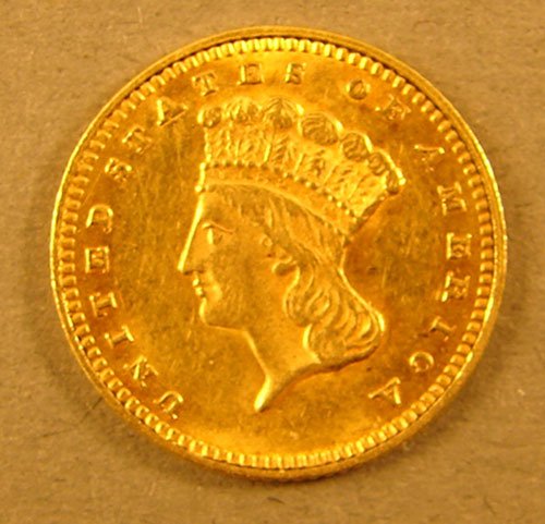 1874 $1 US Gold Type III AU