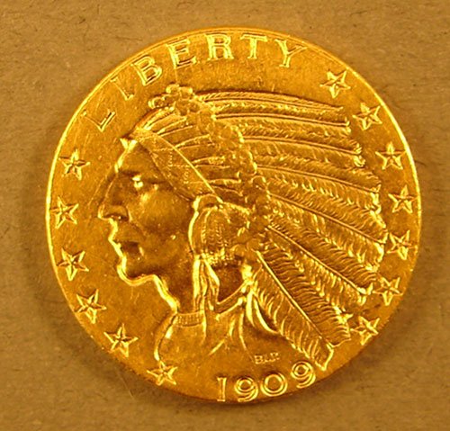 1909D $5 Indian Gold CH BU