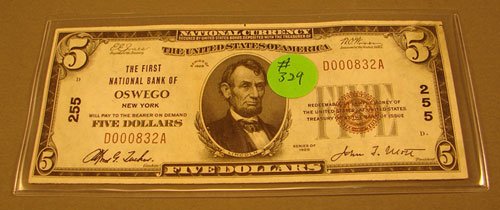 $5 small National Currency 1929 1st National Bank