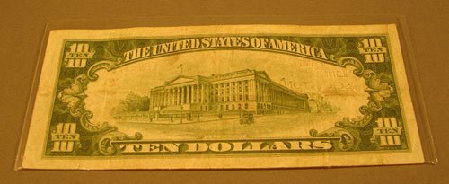 $10 small National Currency 1929 1st National Ban - 2