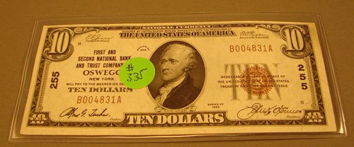 $10 small National Currency 1929 1st & 2nd Nation