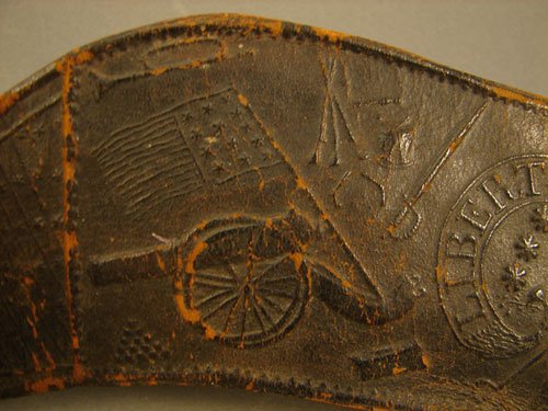 Pre Civil War embossed leather band - 3