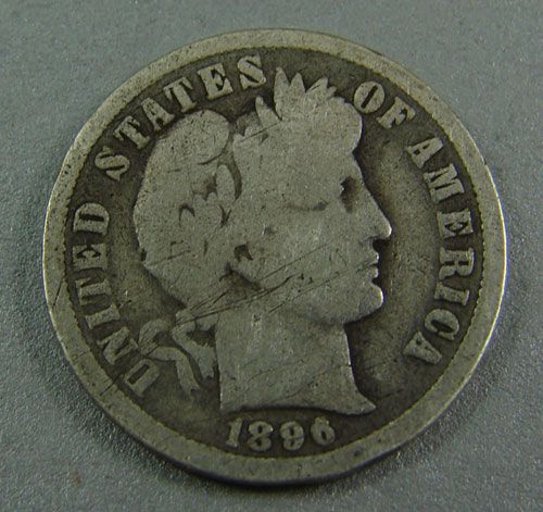1896o Barber Dime good with a couple of light scr - 4