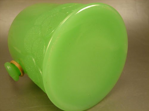 Rare Jade Green Glass Ice Bucket with wooden hand - 5