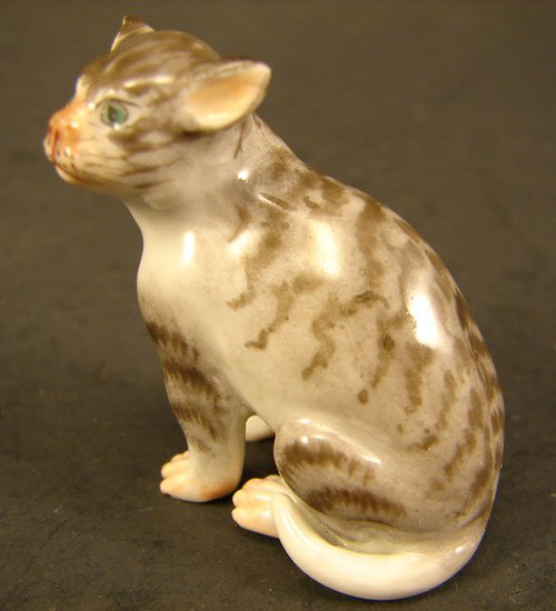 Meissen Fine Porcelain Figure of a Tabby Cat. Exce - 2